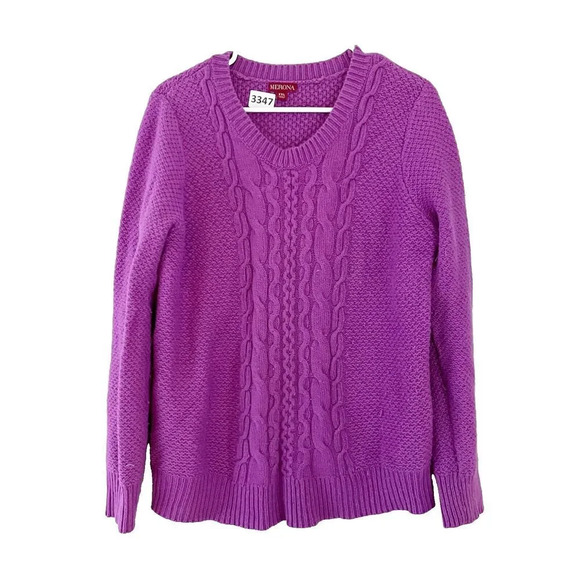 Merona Womens Purple Pullover Sweater XXL Crochet Long Sleeve Ribbed Knit - Picture 1 of 8
